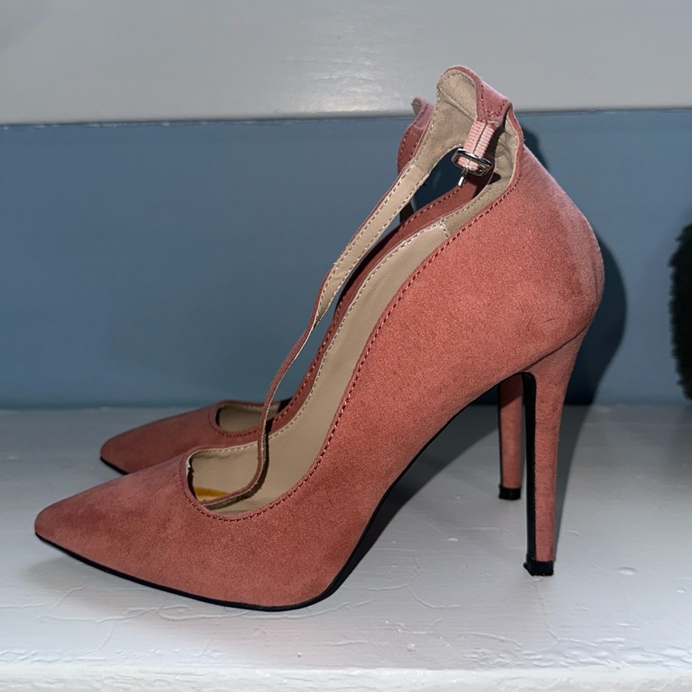 QUPID Pink/Mauve Stiletto Suede Heels, Sz 6 - Picture 6 of 7